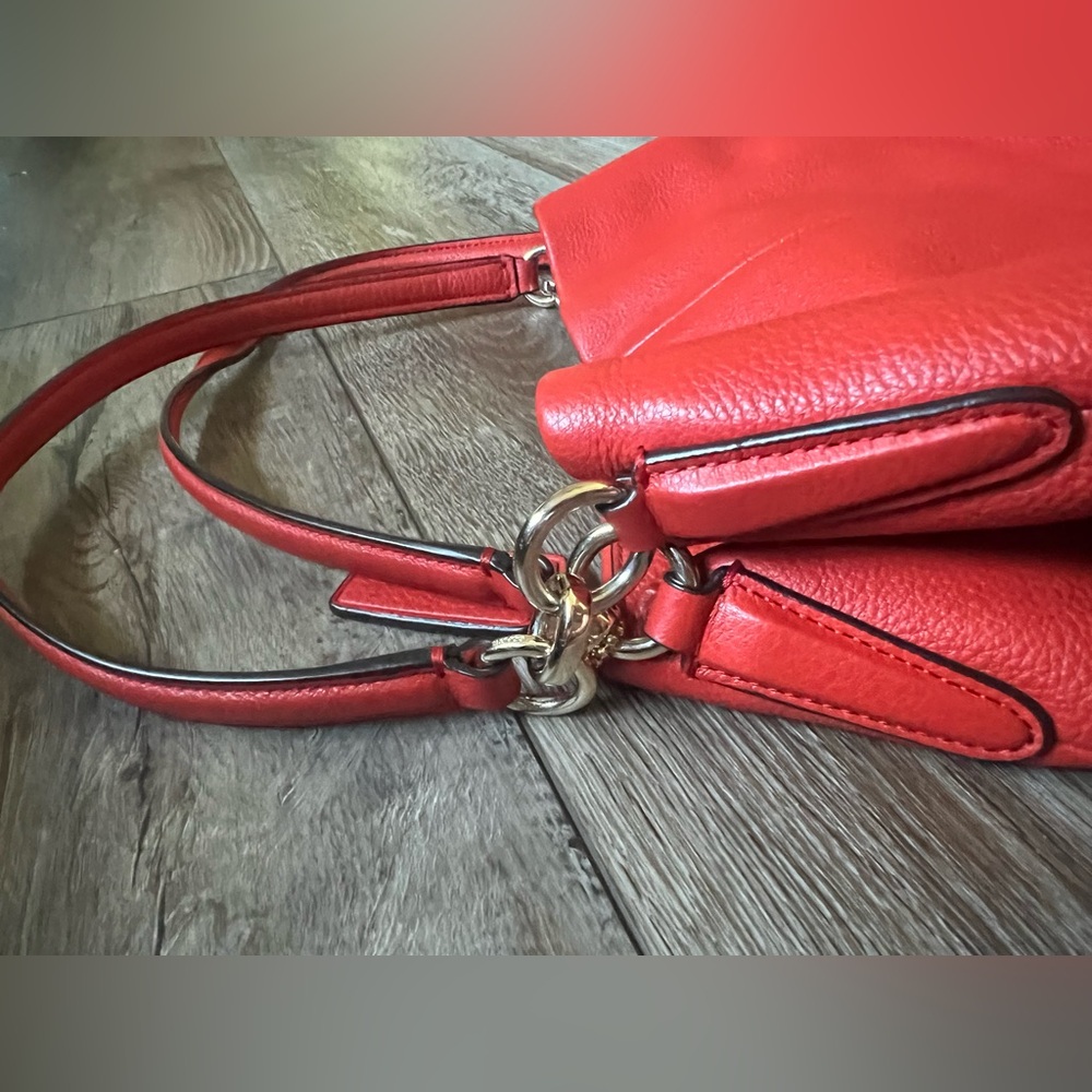 COACH Madison Phoebe Tumbled Cardinal Red Leather 3 Section Shoulder Bag - Picture 7 of 16